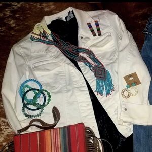 White Jean Jacket L
